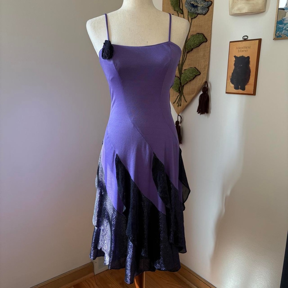 Metallic Purple Ruffle Dress